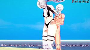 i watch arlecchino fuckin in bikini on beach genshin impact ful