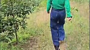 My stepmom screams while fucking outdoors in the forest!