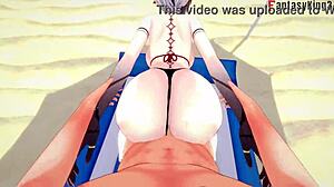 i watch arlecchino fuckin in bikini on beach genshin impact ful