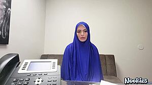 hijab girl pays off immigration by sucking and fucking him hard in clothed action 😏