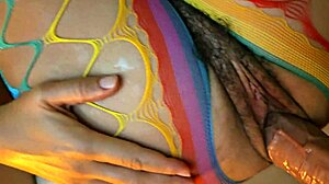 Evening close-up banging into hairy pussy with cum