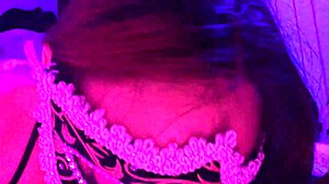 black net outfit on, ready to deepthroat a big cock.