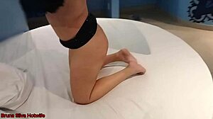 Brazilian hotwife sucks cock, bangs doggystyle, cums hard on sheer