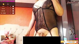 big ass shemale teases with dildo play and explosive finish