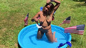 yo, nina rivera’s teasing her pussy in the backyard this 4th of july