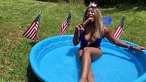 yo, nina rivera’s teasing her pussy in the backyard this 4th of july