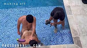 Behind the scenes with pool boy Juninho Oficial in wild action