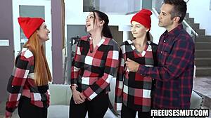 stepdaughter brings college friend over for a wild thanksgiving freeuse