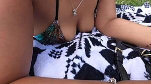 Wife Flashing Thong Bikini in Park! Everyone Sees!