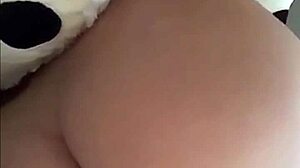 Blonde teen with tattoo uses transparent anal dildo for assfucking?