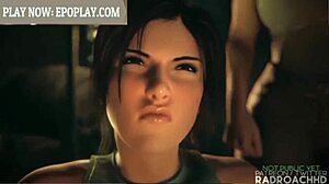 Yo, Lara Croft getting slammed in wild 3D action!