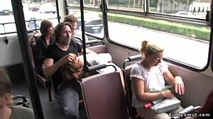 Chestnut Babe Sucks and Fucks Huge Cock on Public Bus