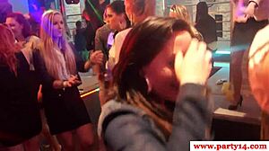 Asian babe tasting cum at wild group party