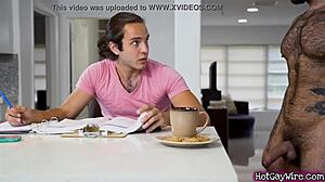 Guy Aroused by Hairy Stepdad in Rough Sex