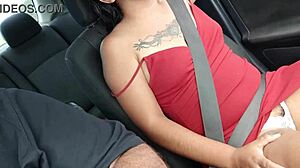 Mexican latina exposes natural tits outdoors