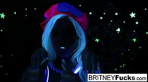 two hot blondes sharing their pussies during halloween scare 😈