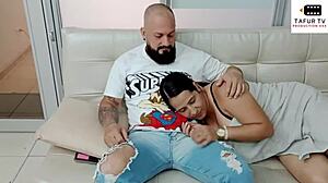 Stepmother's massage turns into deepthroat sucking session