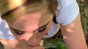 random jogger gets deepthroat action on hiking trail pov - candycourt