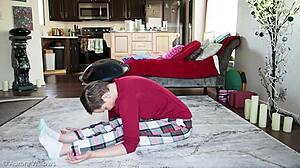 Yoga lesson with wife and sexy brunette babe