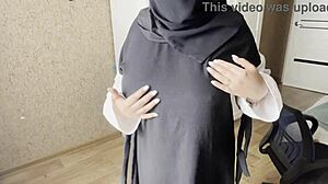 muslim teen in hijab explores her body on homemade cam