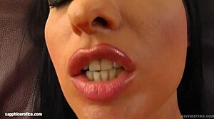 Roxanne masturbates solo, fingering her tight pussy intensely on Sapphix