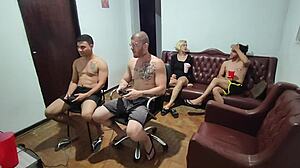 we were just playing video games but ended up in a passionate bisexual orgy