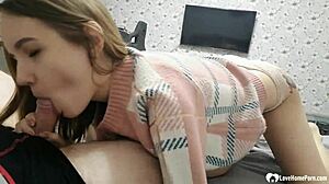 big booty babe uses a toy while riding