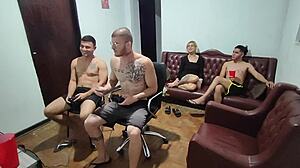 we were just playing video games but ended up in a passionate bisexual orgy