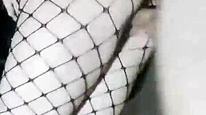 Slender girlfriend in skirt and stockings fucked standing with cum inside?