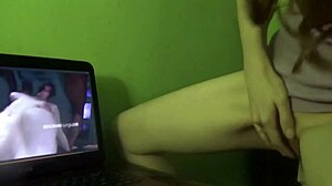 Redhead milf's DRY HUMPING ORGASM explodes while watching steamy porn