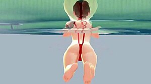 anime girl in micro bikini nip slip