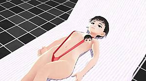 anime girl in micro bikini nip slip