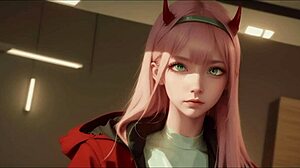 AI Generated Zero Two Character in Hentai Anime Style, Nude and Cartoon Depiction for Gay Themes.