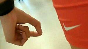 Hot girl in tight shorts at market