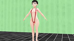 anime girl in micro bikini nip slip