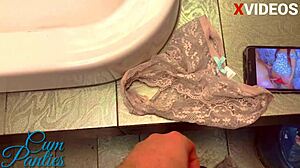 Framed my girlfriend stole her panties and cum in them