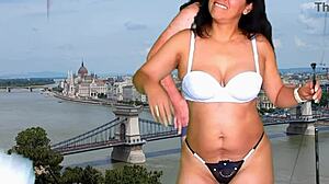 She strips and masturbates on the Danube river for the preview.