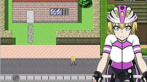 hey, watch this blonde lose the race and get her big tits grabbed? so hot in flash cycling!