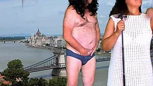 She strips and masturbates on the Danube river for the preview.