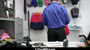 milf punished for shoplifting in garage