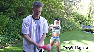 blonde teen drilled deep after intense baseball practice