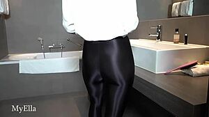 Is ella giving a blowjob in the shower?