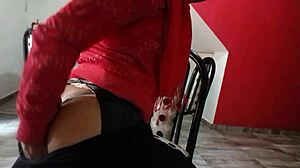 Ass in see-through leggings and spandex thong