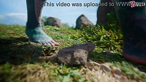 Does this tattooed girl with pierced pussy get anal outdoors?