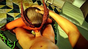 Demon Girl With Green Eyes In POV Scene