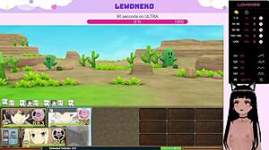 Vtuber Lewdneko Moans with Big Tits in Hentai Game Evenicle Part 6.