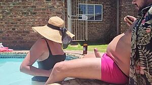 Old Fat Guy's Cock Sucked by Hotel Girl Outdoors