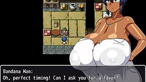 Tanned girl Natsuki in hentai game ep 7, all men desire her and jerk off