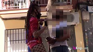 Harley Quinn cosplayer picks up guys for street blowjobs!