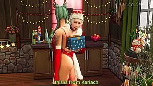 Tav Rides Astarion on Christmas Eve in Sims 4